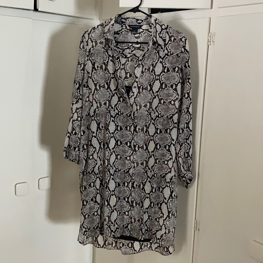 Club Monaco animal print slip dress with buttons